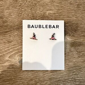 BaubleBar Festive Black and Pink Hat Earrings
